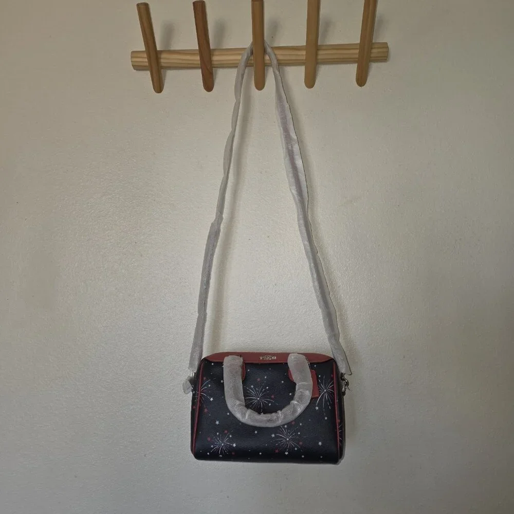 Coach Mini Bennett Satchel F73155 Fireworks SV/Navy Multi Red White Blue NWT - Picture 14 of 15